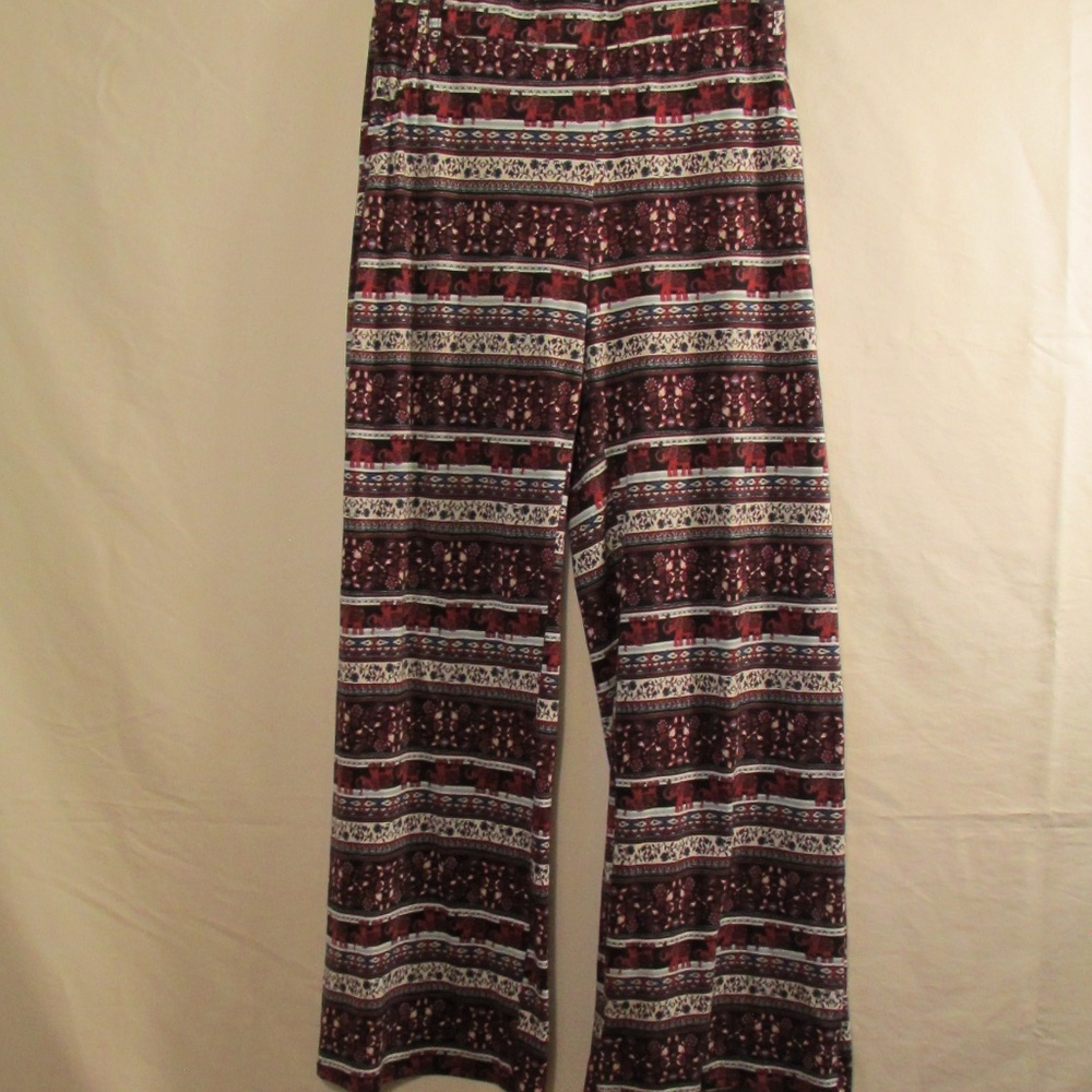 Joe B Multicolor Elephant Patterned Flare Leg Pants